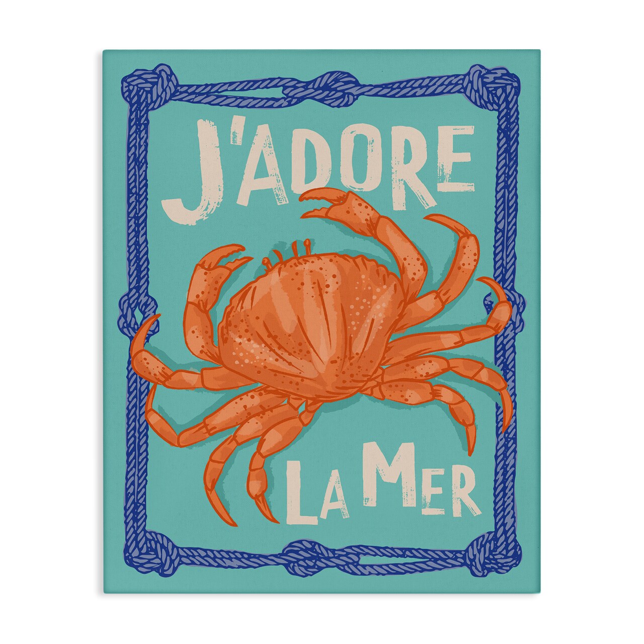 Stupell Industries J'adore La Mer Crab Canvas Wall Art Design by Lisa Perry Whitebutton